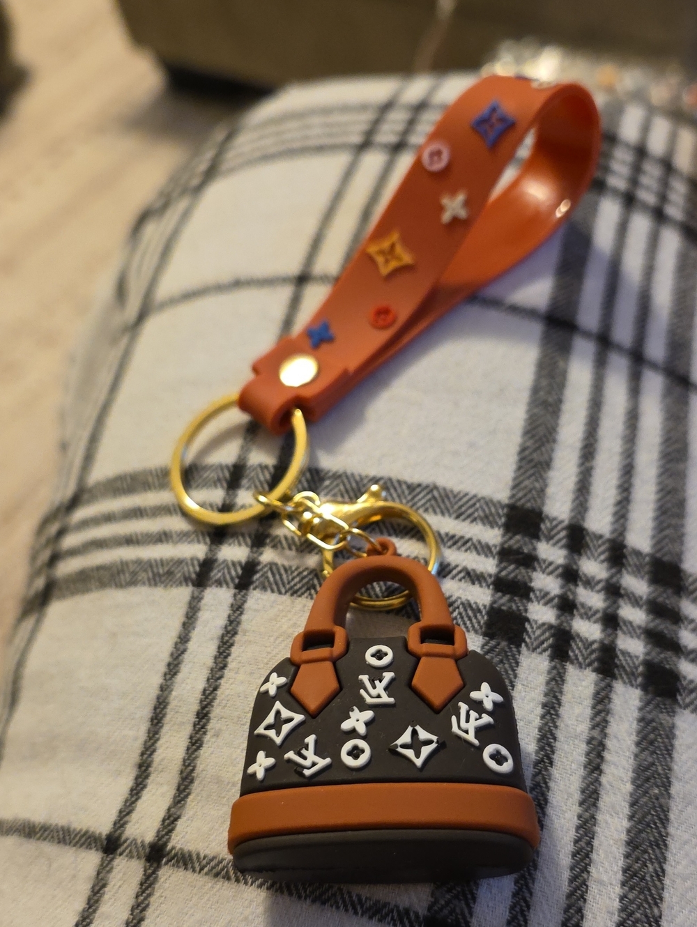Vuitton Orange and Brown Monogram Bag Charm Keyring
